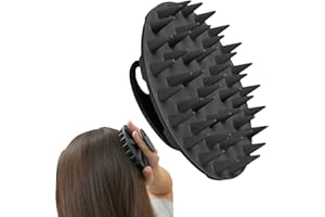 INNERNEED Scalp Care Massager Shampoo Brush, Wet & Dry Manual Head Scrubber Hair Washing, Soft Silicone Bristles, for Hair Growth, Dandruff Removal, Comfortable for All Hair Types (Black)