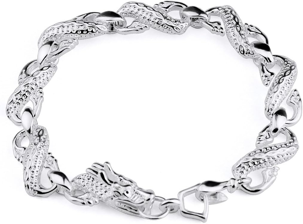CS PRIORITY Little White Dragon Bracelet Silver Plated Jewelry for Men Women Ladies Valentines Day Present