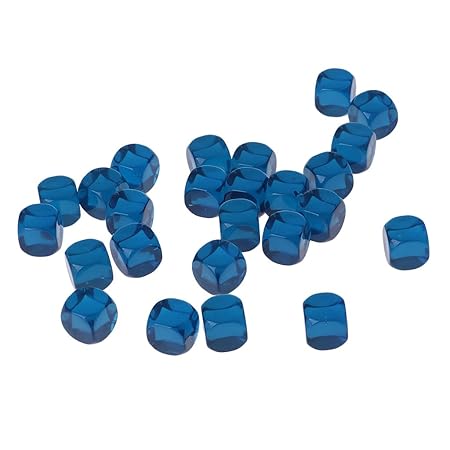 MagiDeal 25er-Set Acryl Transparent Blanko D6 Sechsseitig Würfel für Brettspiel, Bunt - Blau