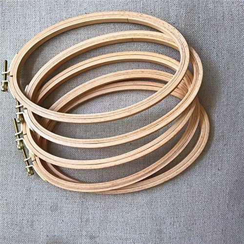 WRMHOM 8.3 "x 5.1" Oval Wooden Embroidery Hoop 21 x 13 cm Oval Hand Stitching Hoop - Cross Stitch Hoop - Framing Hoop - Stitchery Hoop - Craft Supply Hoop (5PCS/PACK)