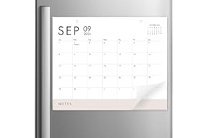 MAKAPLAN Elegant White & Beige Magnetic Calendar for Fridge 2024-2025, Large 13.5x11 Inches 18-Month Fridge Calendar Magnet for Contemporary Home & Office Settings, Jul 24 - Dec 25