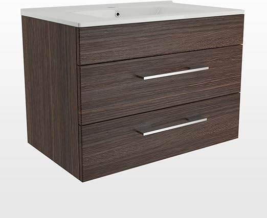 Design Badmöbel Unterschrank + Waschbecken 75 cm in der Farbe Braun