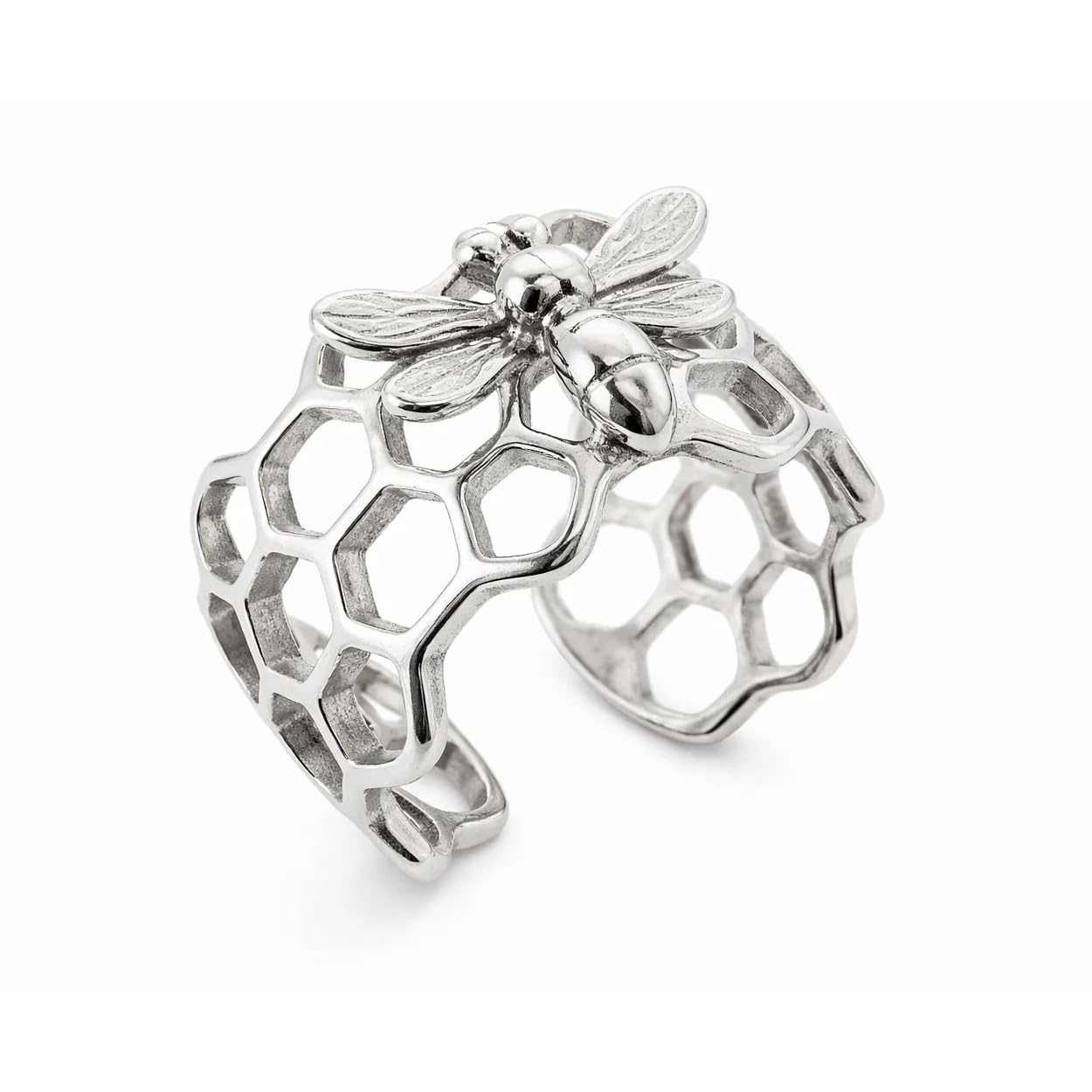 Sovats 925 Sterling Silver Bee Honeycomb Ear Cuff for Women, Nature Inspired Wrap Ear Jewelry, Minimalist Insect Non Pierced Ear Crawler Gift