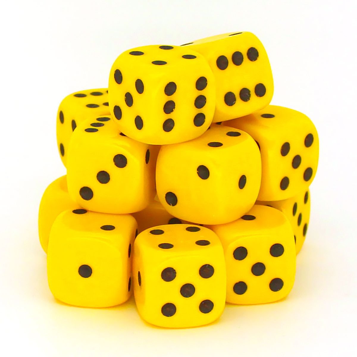 50 x 12mm opaque Plastic dice (Yellow)