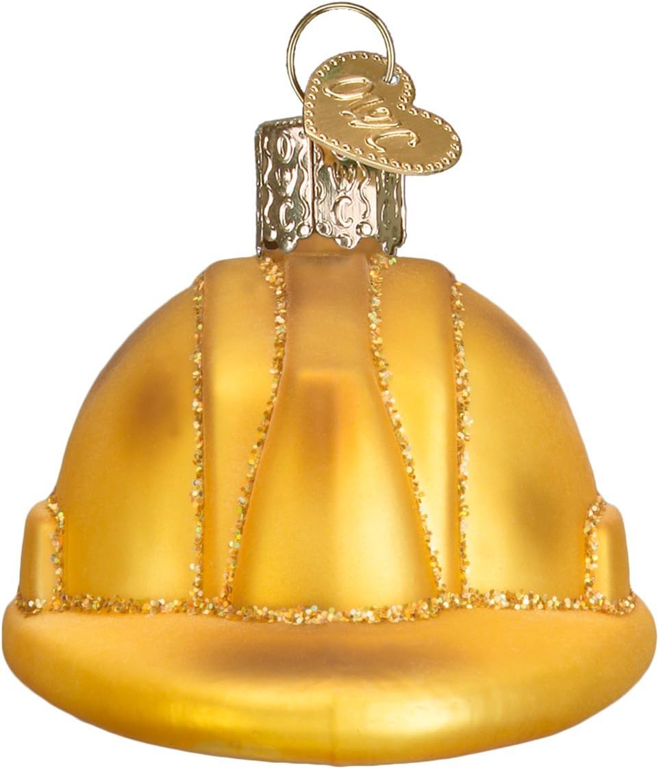 Ornaments - Old World Christmas Ornaments: Contractor Tools Glass Blown Ornaments for Christmas Tree, Construction Helmet