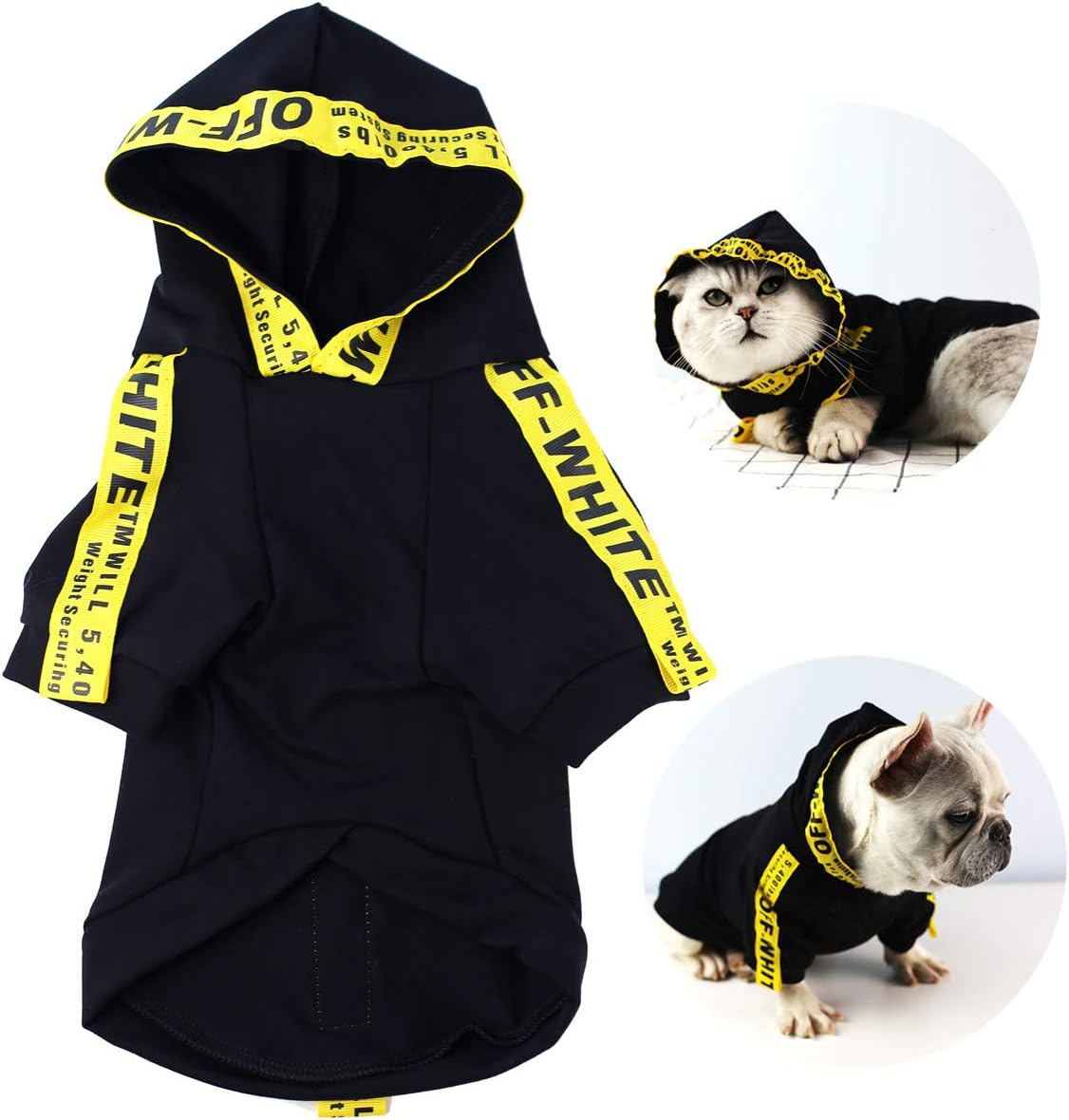 CT COUTUDI Yellow Stripe Black Pet Cat Dog Hoodies Clothes for Small Dogs Shirts Puppy Casual Pullover Outfits