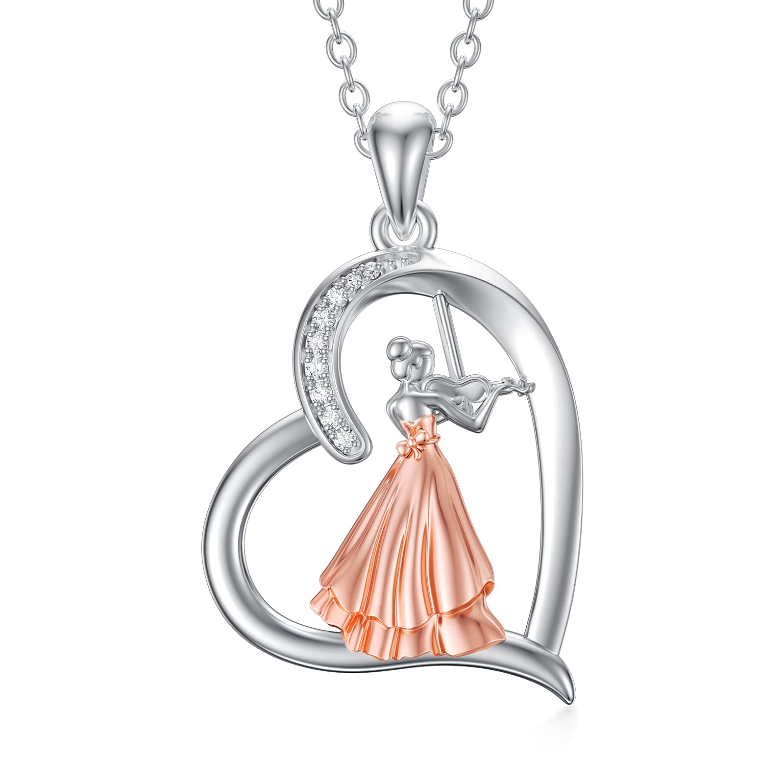 HARMONY BOLA Violinist Necklace Sterling Silver Violin Necklace Music Gifts for Women Girl Daughter