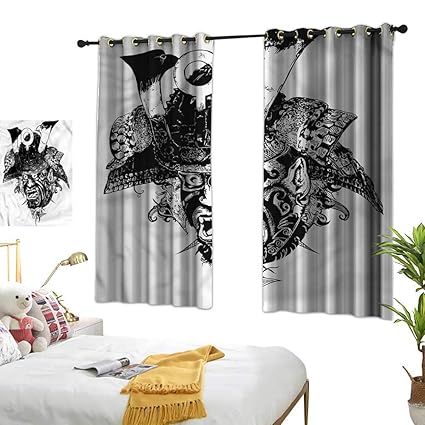 Amazon Com Lightly Eclipse Curtains Black And White Samurai