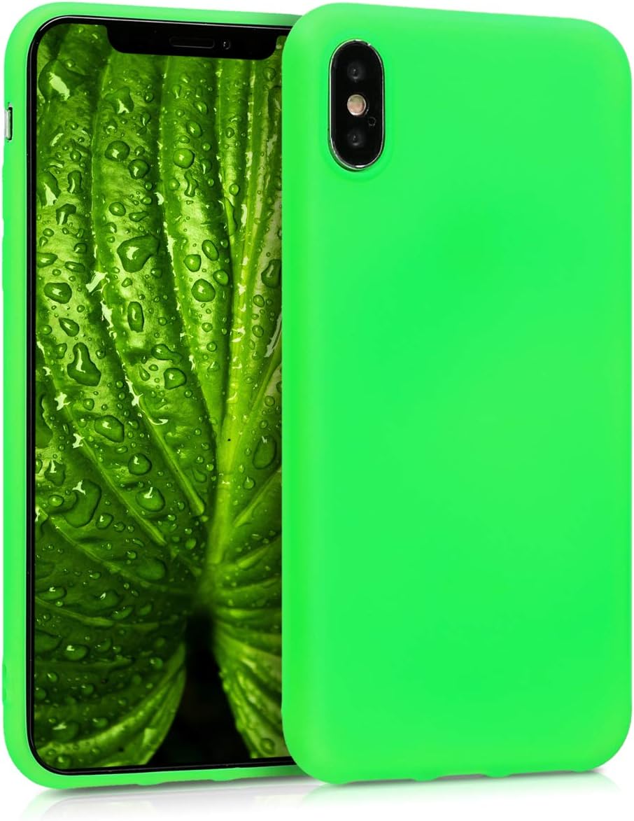 kwmobile TPU Silicone Case Compatible with Apple iPhone X - Soft Flexible Protective Phone Cover - Neon Green