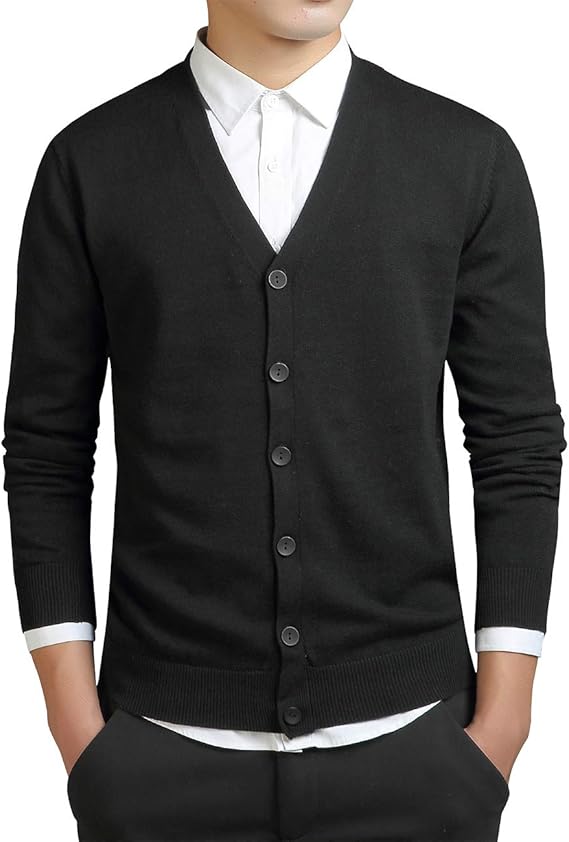 Amazon Amilia メンズ ニット カーディガン セーター カーディガン Vネック コットン100 カットソー 無地 ビジネス カジュアル スクール 通勤 高校生 学生 春秋冬 服 ファッション小物 通販