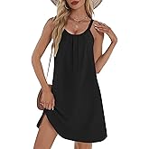 Ekouaer Cotton Nightgowns for Women Sleeveless Night Shirts Tank Sleepwer Pleated Scoopneck Sleepshirt S-3XL