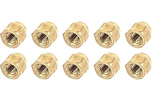 METALLIXITY Acorn Cap Nuts(M6x1mm) 30Pcs, Brass Acorn Dome Cap Head Hex Nuts - for Industrial Mechanical Equipment, Gold Tone
