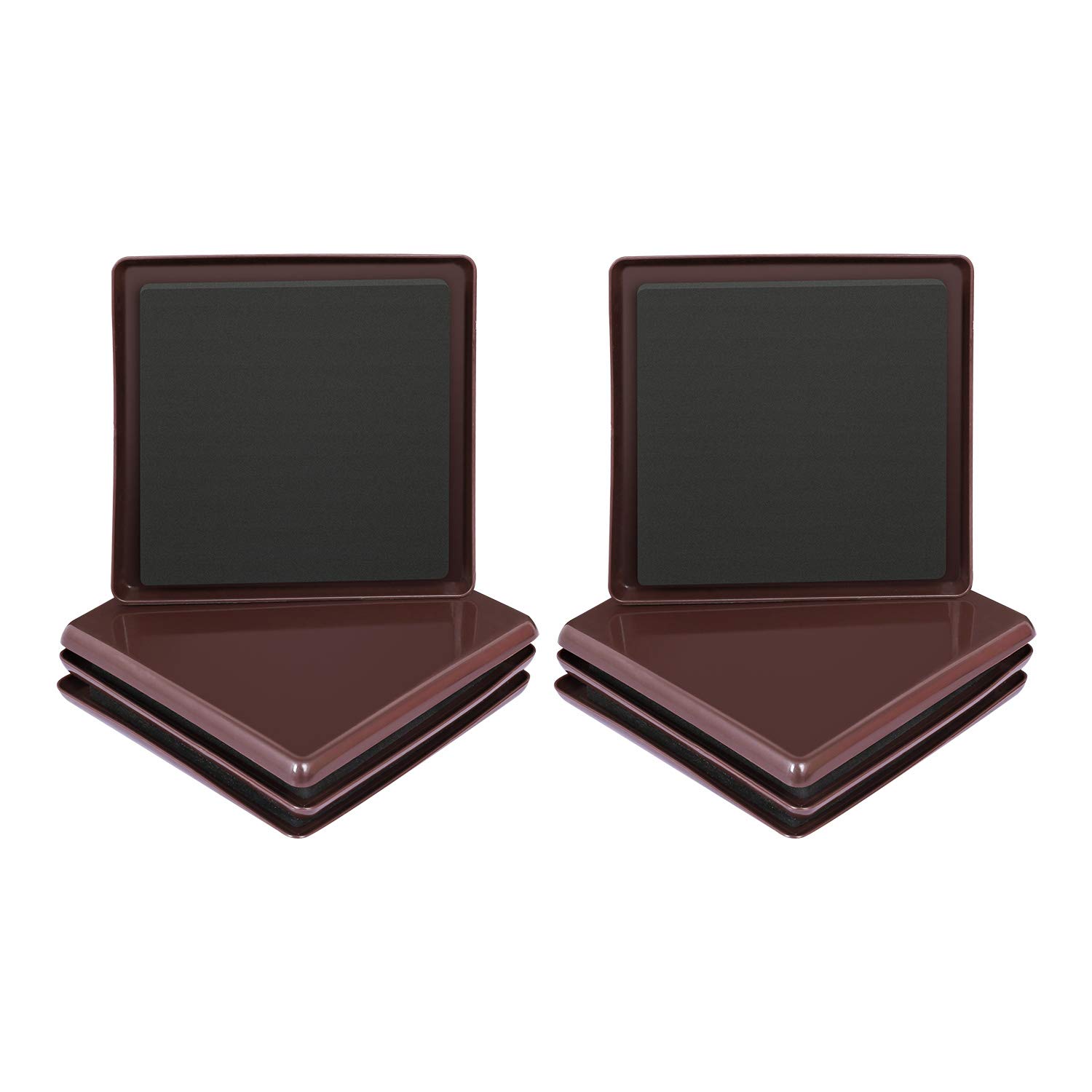 Ezprotekt Furniture Sliders for Carpet, 8 Pack 5" Furniture Movers Sliders, Heavy Duty Reusable Carpet Sliders, Square Furniture Glides for Sofa Bed Couch Fridge, Move Your Item Easy & Safely (Brown)
