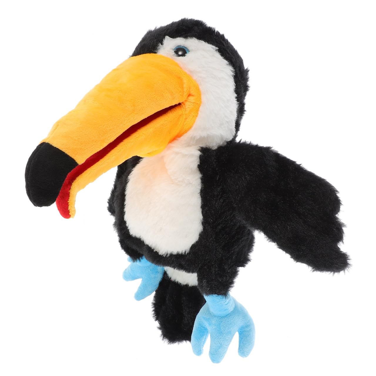JUMPLAWN Plush Toucan Hand Puppet with Movable Mouth for Interactive Storytelling Pretend Play Soft Washable Cotton Toy for Kids Early Educational Fun