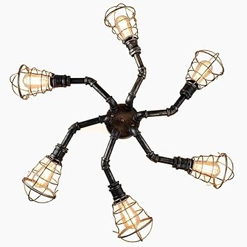Amazon Com Retro Industrial Chandelier Large Lamp 6 Bulbs Metal