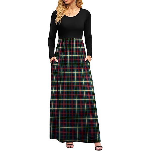 Women's Long Sleeve Chevron Empire Maxi Dress Black and Khaki S at Amazon  Women's Clothing store