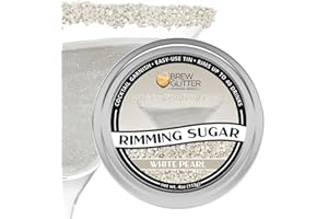 Brew Glitter - White Rimming Sugar (4oz, 1x Bar Tin) Cocktail Garnish for Mixed Drinks & Refreshments