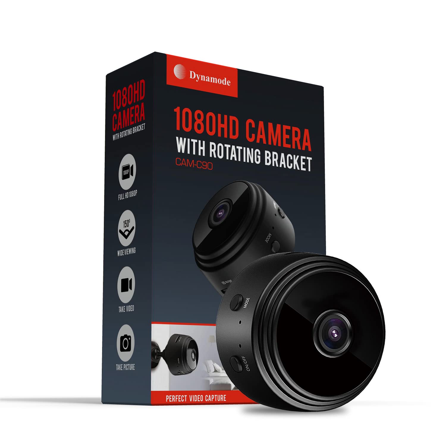 Dynamode Cam-c90 Wifi Cctv Ip 1080hd Wireless Camera With Motion Detection And Recording Ability Remotely Or Standalone With A Micro Sd Memory Slot ( Up To 128g)