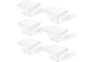 TenUp 6 Pack 1/6 Size 4'' Deep Clear Polycarbonate Food Pan with Lid, Commercial