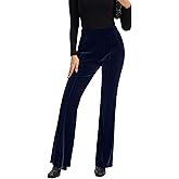 FUNYYZO Women's Velvet Flared Pants Elastic Waist Pull On Long Pants Trousers 2026 Bell Bottom Casual Streetwear Trousers