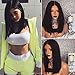 Full Lace Wigs Bob Straight Glueless Brazilian Human Hair Wigs Natural Black Color Middle Part 130% Density (14 inch, #1 Lace front wig)