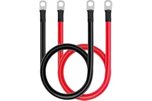 Ampper 2 AWG Battery Cable Set, 20 Inch Copper Power Inverter Cables with Terminals for Car, Vehicle, RV, Solar Application a