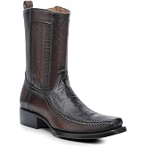 Cuadra Men's Ostrich Leg Leather Cowboy Boots Brown Side Zip | 1J2KPT