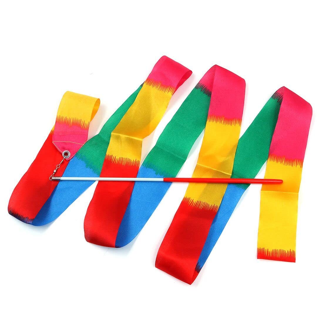 Namvo 5Pcs Dancing Ribbon Streamers, 78.7 Inches Art Gymnastics Rhythmic Ribbons with a Twirling Rod Baton Gym Stick