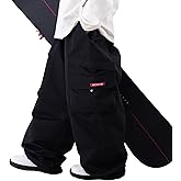 SNOWVERB Womens Mens Super Baggy Ski Insulated Pants Snowboard Utility Cargo Leopard Snow Pants for Winter Snow Sports