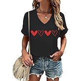 Valiri Valentines Shirts for Women More Love T-Shirt Love Heart V Neck Tee Tops Valentines Gifts for Her