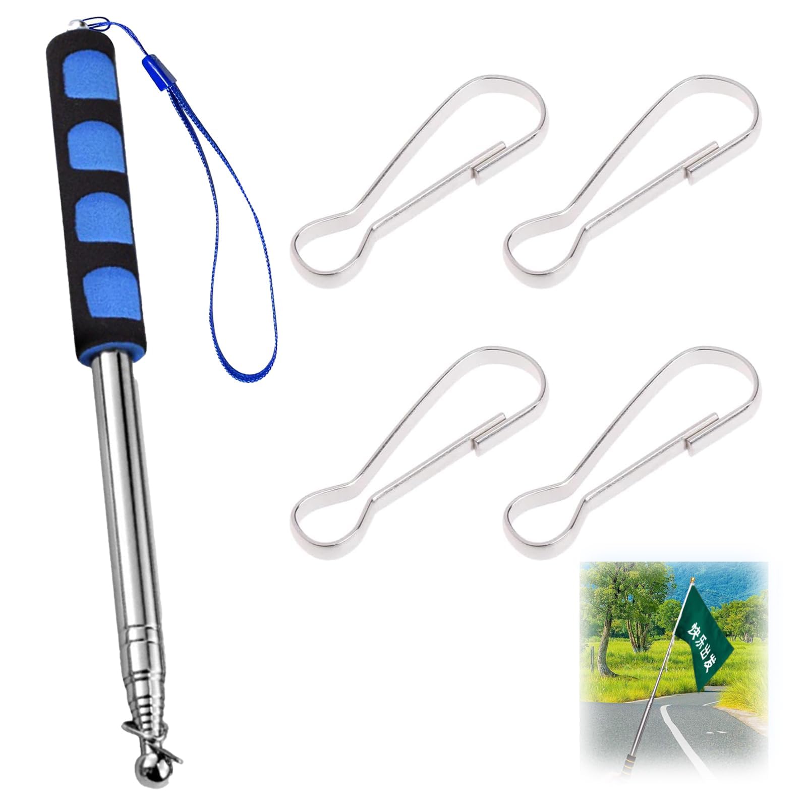 JNOUCS Telescopic Flag Pole, Free Expansion And Contraction Flag Pole, Flag Pole Festival Used As A Directional Sign For Camping, As A National Flag Decoration At Home, As A Activity Flag, Etc