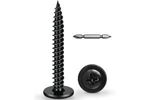 BNUOK #8 x 2-1/2 Inch Wood Screws Phillips Modified Truss Head Stainelss Steel 410 Self Tapping Metal Screws,Black Zinc Plated(1Ib,80Pcs)