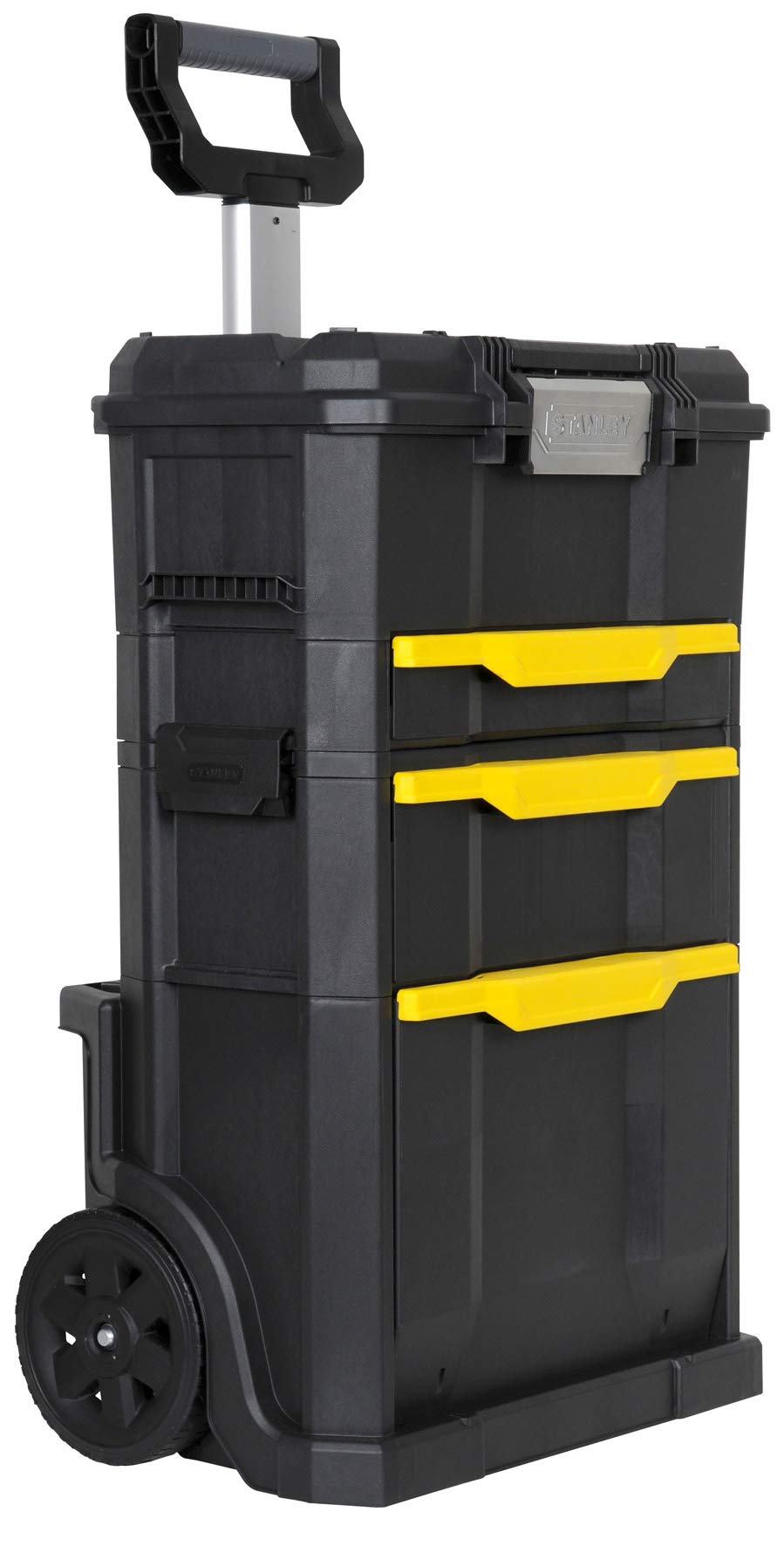 Stanley Rolling Workshop (77.8 x 48.8 x 34.8 cm, 2-in-1, Modular Construction, Three Removable Tool Boxes with Quick Release, Telescopic Aluminium Handle) STST1-70344