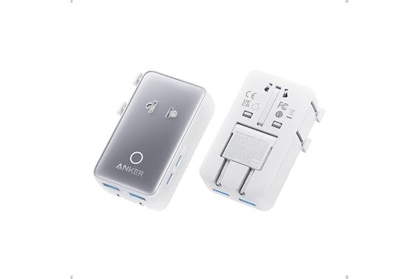 Anker Nano European Travel Plug Adapter, 5-Port Fordable Travel Adapter with 1AC 2USB-A 2USB-C Ports,Temperature Control, Ess