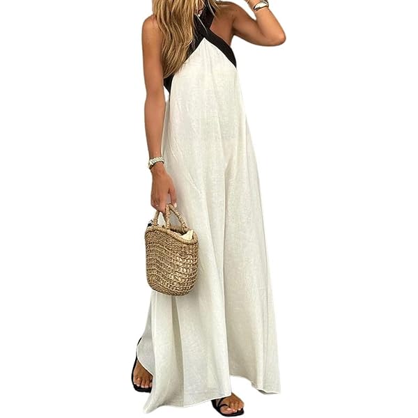 CHARTOU Women's Loose Striped Tank Maxi Dress - Sleeveless, Flowy, With Pockets - View #10