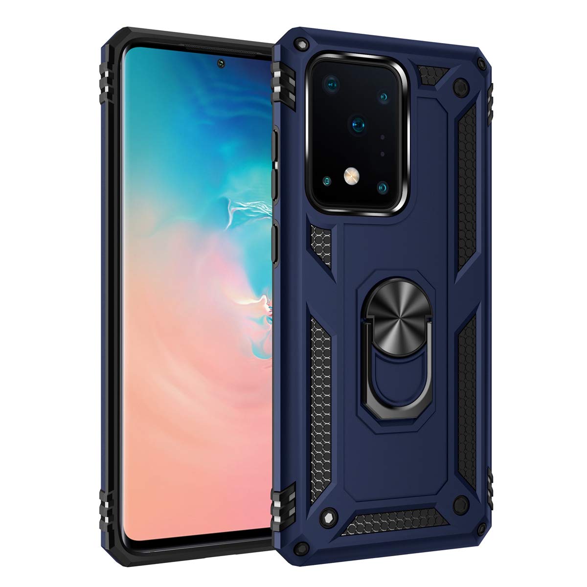 EUDTH Galaxy S20 Ultra Case, Non-slip Hybrid 2 in 1 Case PC + TPU Rugged Armor with Kickstand Shockproof Protective Cover for Samsung Galaxy S20 Ultra 6.9" -Blue