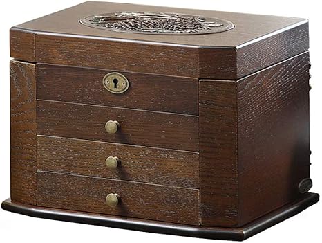 Amazon Gaping 木製 特大 宝石箱 イヤリング ネックレス バングル 時計 4層引き出し ロック付き ミラー設計 ジュエリーボックス ナチュラル 手作り アクセサリーケース ジュエリー収納 オンライン通販