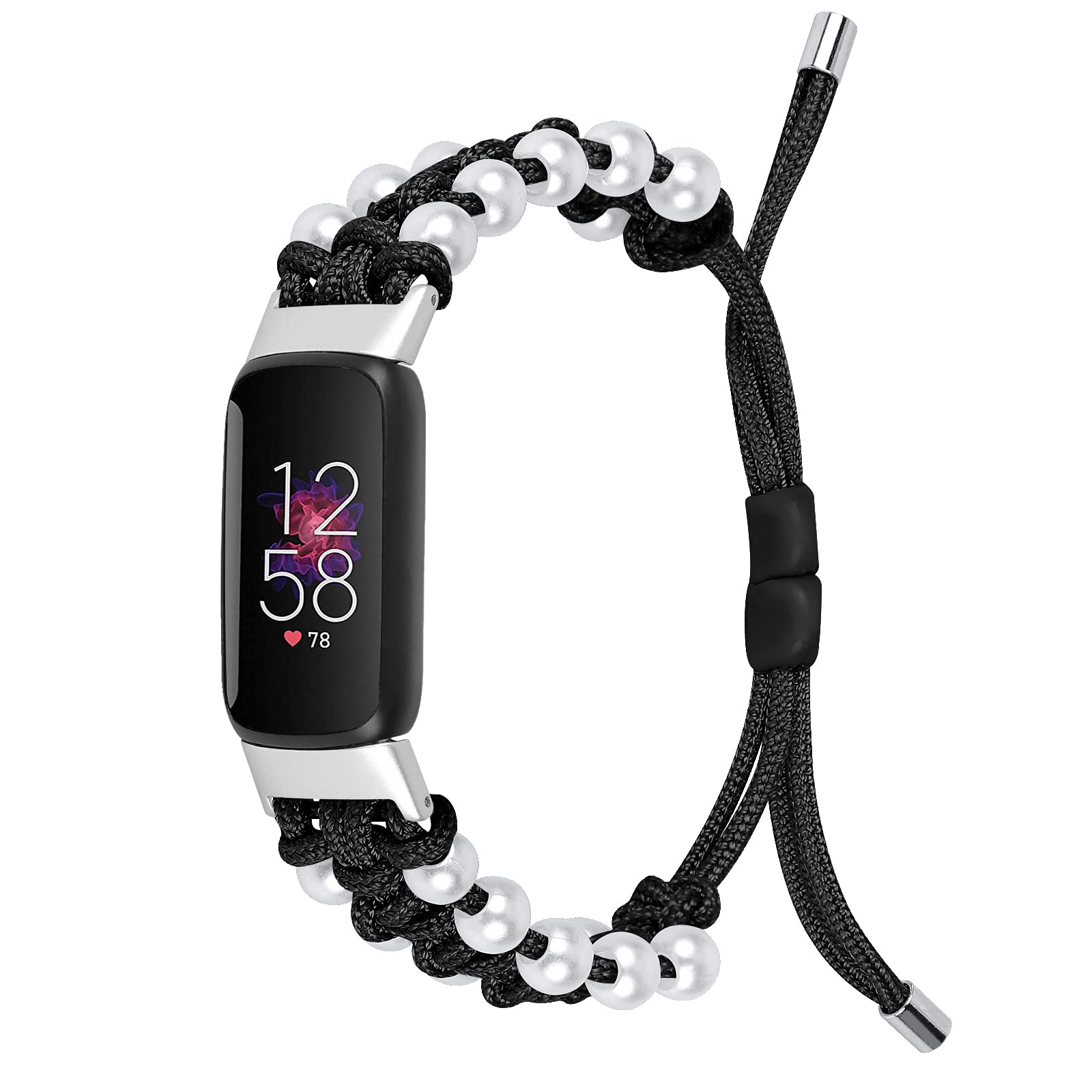 Ginamart Compatible with Fitbit Luxe Strap, Women Girls Woven Nylon Adjustable Arm Bands Sport Replacement Strap Wristband for Luxe Activity Tracker (Black)