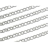 925 Sterling Silver Cable Trace Chain by Foot - for DIY Jewelry Making - by BEEZZY BEEDZ (Cable Flat Link 3.7mm, 5ft)