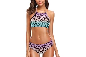 Naanle Womens Stylish Sexy Beach Hot 2 Piece Halter Neack High Waist Padded Swimsuit