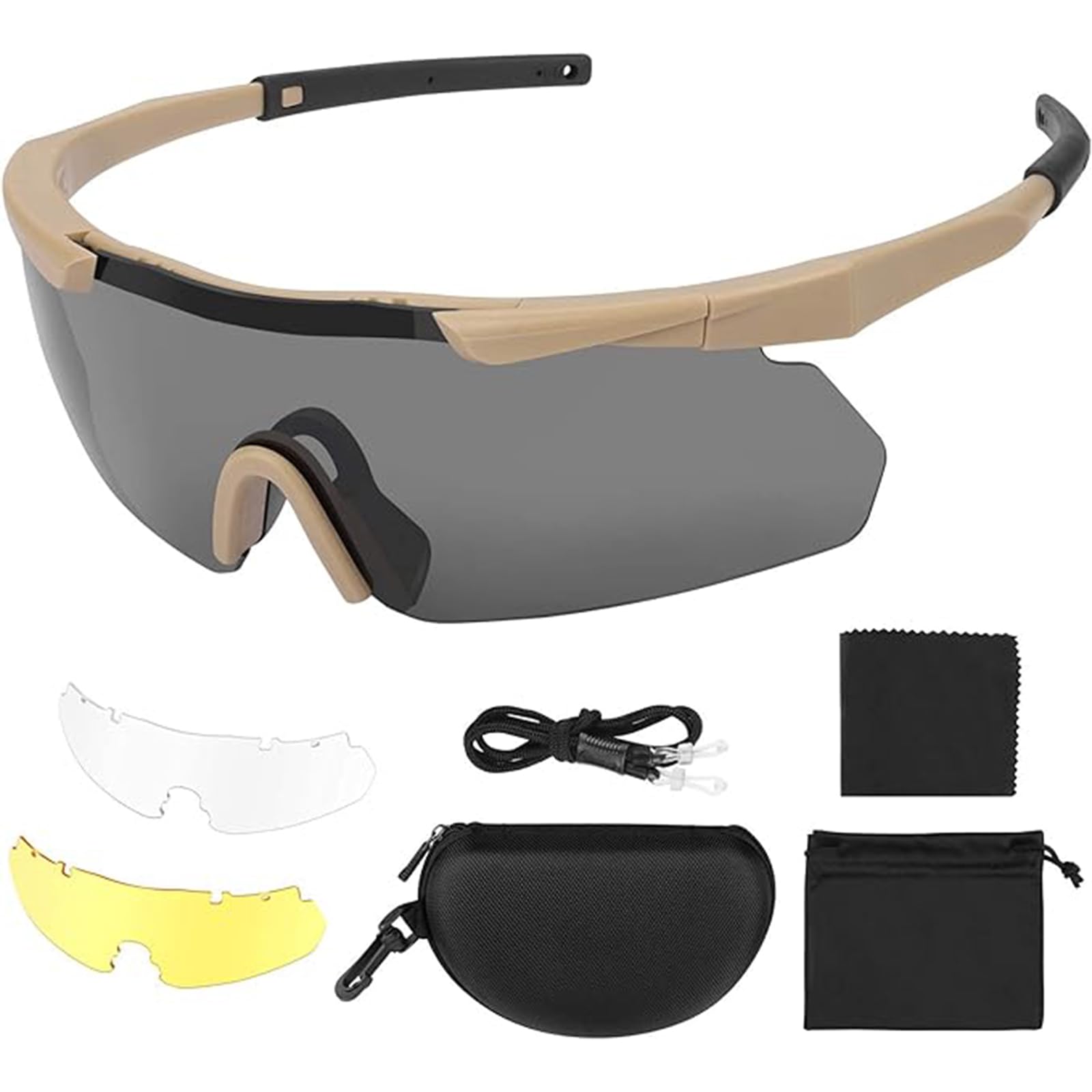 Feyachi Shooting Glasses with 3 Interchangeable Lenses, Anti-Fog and Scratch Resistant Tactical Eyewear, Safety Glasses UV400 Protection