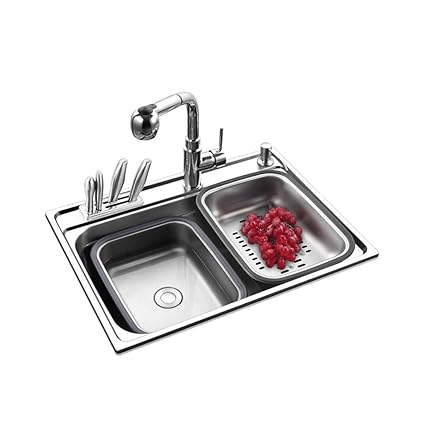 2 Bowls Stainless Steel Kitchen Sink Single Bowl With Built In