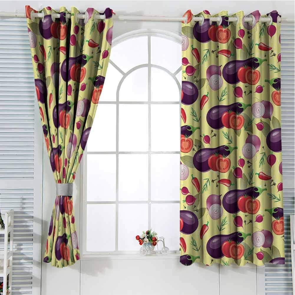 Eggplant Curtains 72 Inch Lenght, Multicolor Bedroom Curtains 2 Panel