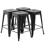 FDW Metal Bar Stools Set of 4 Counter Height Bar