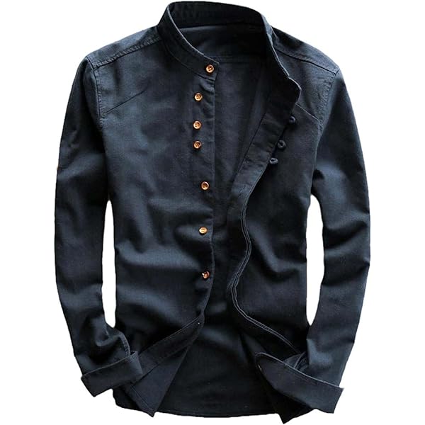 Amazon.com: Men's Japan Vintage Style Shirt,Cotton Linen Stand