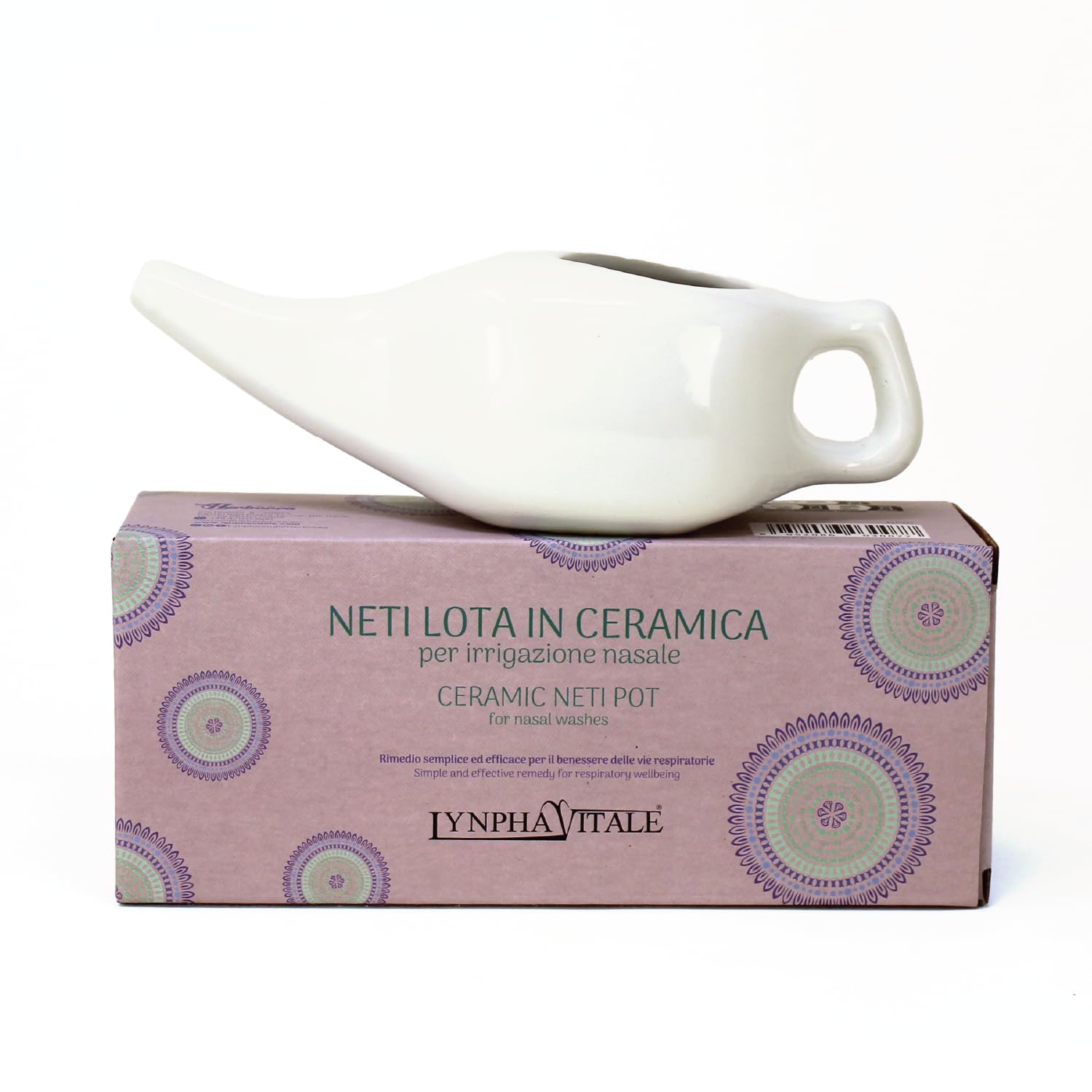 Lynpha Vitale - Neti Antibacterial Pot in White Ceramic of Ayurvedic Tradition for Irrigation and Nasal Washing - Format 200 ml - Neti Lota
