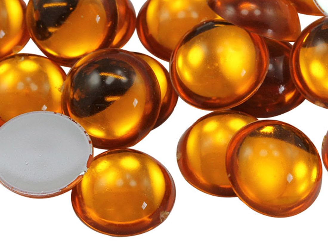 KraftGenius Allstarco 200PCS Flat Back Acrylic Round Pearl Cabochons Plastic Gems Embellishments Jewelry Craft Costumes Card Invitations Cosplay - 5mm Gold Topaz .TZ