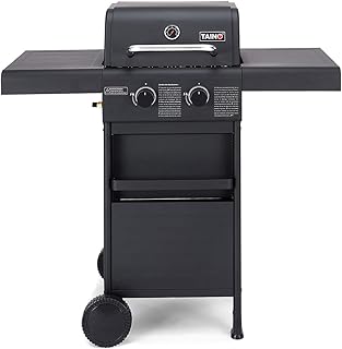 TAINO COMPACT Gasgrill Grillwagen Griller BBQ Edelstahl-Brenner Gas-Grill schwarz Balkon City (2+0, Schwarz)