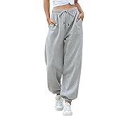 Womens Cinch Bottom Sweatpants Pockets High Waist Sporty Gym Athletic Fit Jogger Pants Lounge Trousers