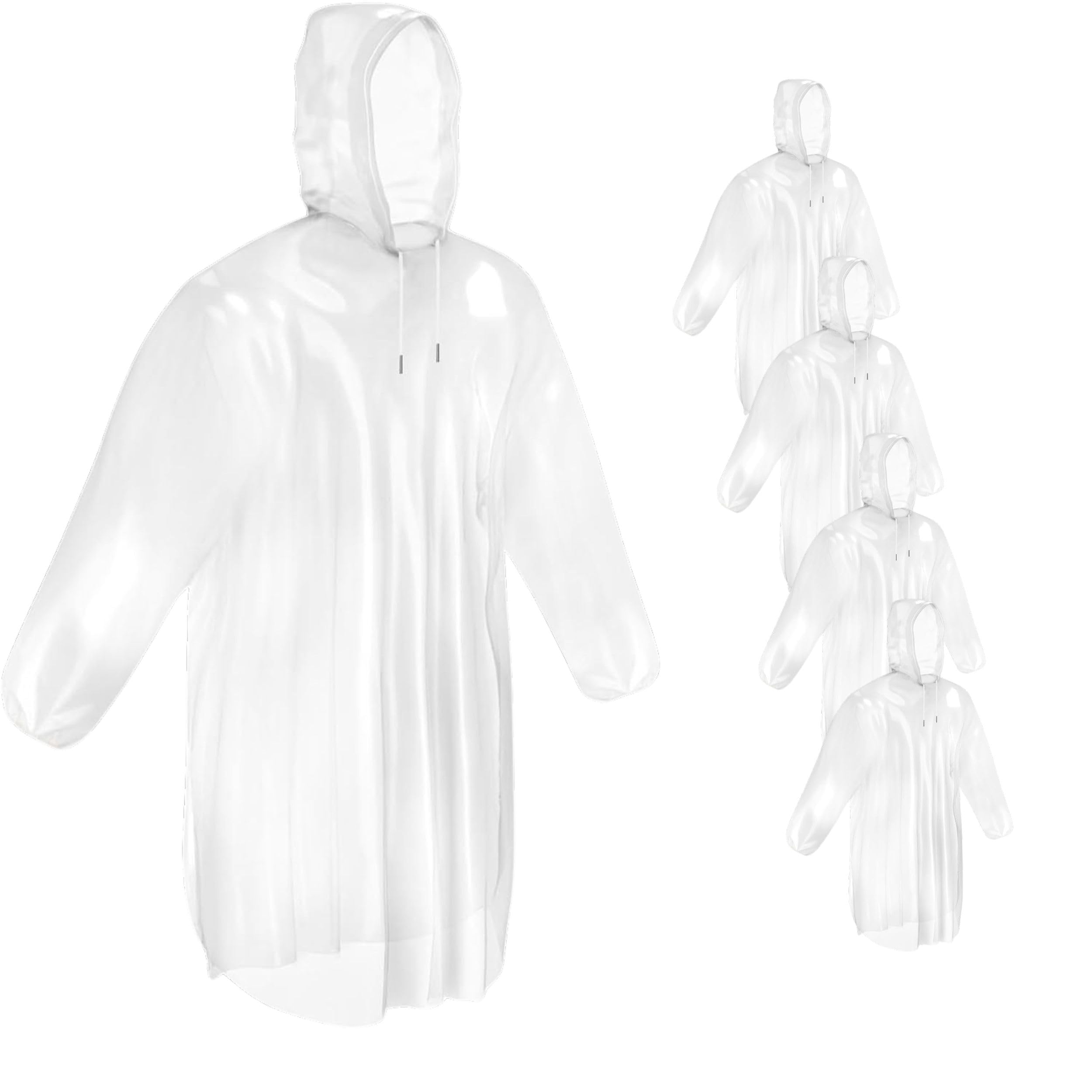 Photo 1 of Mindful Design Rain Ponchos with Drawstring Hood (4 Pack) Disposable Emergency Clear Poncho for Adults